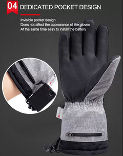 Heated ski gloves for adults. Touchscreen heated snowboard gloves. Waterproof heated ski gloves