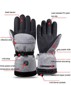 3-speed heating ski gloves. Long-lasting battery heated gloves. Winter sports heated gloves