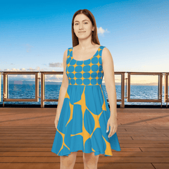 Chic Geometric Print Skater Dress: Elevate Your Summer Style! Versatile Summer Dress I Lightweight Dress I Pool Party Fashion I Summer Style - Best Gifter Ever: Unwrap Your Passion: Ski. Snowboard. Travel. Love. Play. Shop.