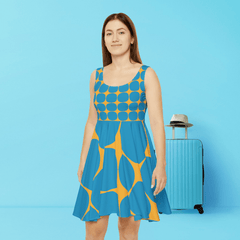 Chic Geometric Print Skater Dress: Elevate Your Summer Style! Versatile Summer Dress I Lightweight Dress I Pool Party Fashion I Summer Style - Best Gifter Ever: Unwrap Your Passion: Ski. Snowboard. Travel. Love. Play. Shop.