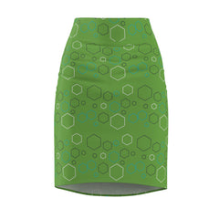 Chic Green Geometric Print Pencil Skirt | Perfect for Travel and Summer I Wrinkle - Free Travel Skirt - Best Gifter Ever: Unwrap Your Passion: Ski. Snowboard. Travel. Love. Play. Shop.