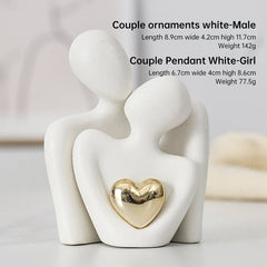 Elegant Couple Hug Statue with Golden Heart - Perfect for Valentine's Day, Birthdays, Anniversaries, Engagements, and Just Because Gifts - Best Gifter Ever: Everyday Items and Unique Gifts for Ski, Snowboard, Travel, and More