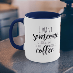 Eye - Catching Two - Tone Coffee Mug: ‘Look at Me Like I Look at Coffee’. Playful and Romantic Cup. - Best Gifter Ever: Unwrap Your Passion: Ski. Snowboard. Travel. Love. Play. Shop.