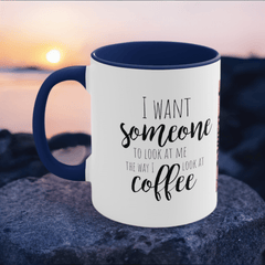 Eye - Catching Two - Tone Coffee Mug: ‘Look at Me Like I Look at Coffee’. Playful and Romantic Cup. - Best Gifter Ever: Unwrap Your Passion: Ski. Snowboard. Travel. Love. Play. Shop.