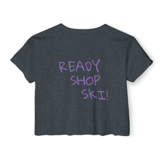 Festival - Ready Crop Top: Retro Skier Graphic Tee for Women – Young at Heart. Modern Fit. Stylish Cinched Waist. Fashion Statement. - Best Gifter Ever: Unwrap Your Passion: Ski. Snowboard. Travel. Love. Play. Shop.