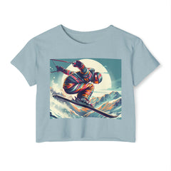 Festival - Ready Crop Top: Retro Skier Graphic Tee for Women – Young at Heart. Modern Fit. Stylish Cinched Waist. Fashion Statement. - Best Gifter Ever: Unwrap Your Passion: Ski. Snowboard. Travel. Love. Play. Shop.