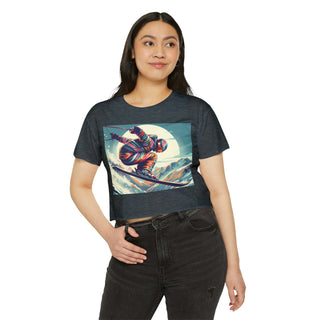 Festival-Ready Crop Top: Retro Skier Graphic Tee for Women –...