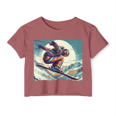 Festival - Ready Crop Top: Retro Skier Graphic Tee for Women – Young at Heart. Modern Fit. Stylish Cinched Waist. Fashion Statement. - Best Gifter Ever: Unwrap Your Passion: Ski. Snowboard. Travel. Love. Play. Shop.