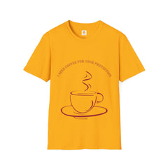 Graphic Tee: I Need Coffee for Your Protection” Crewneck Cotton T-Shirt. Great for Layering. Gift for Coffee Lovers. - Best Gifter Ever: Unwrap Your Passion: Ski. Snowboard. Travel. Love. Play. Shop.