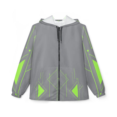 Men’s Geo - Green Print Windbreaker Jacket - Modern Gray, Lightweight & City - Sleek - Best Gifter Ever: Unwrap Your Passion: Ski. Snowboard. Travel. Love. Play. Shop.