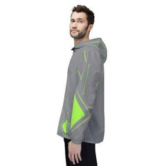 Men’s Geo - Green Print Windbreaker Jacket - Modern Gray, Lightweight & City - Sleek - Best Gifter Ever: Unwrap Your Passion: Ski. Snowboard. Travel. Love. Play. Shop.