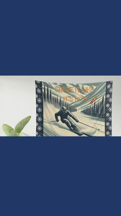 Vintage Snow Carving Wall Tapestry | Carve it like it is hot & Powder Paradise - Embrace Your Space I Indoor Decorations I Ski Paradise