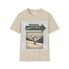 Retro Ski Lover T-Shirt: Move It, Move It! Motivational Tee for Her or Him. - Best Gifter Ever: Unwrap Your Passion: Ski. Snowboard. Travel. Love. Play. Shop.