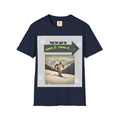 Retro Ski Lover T-Shirt: Move It, Move It! Motivational Tee for Her or Him. - Best Gifter Ever: Unwrap Your Passion: Ski. Snowboard. Travel. Love. Play. Shop.