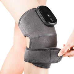 Adjustable knee brace for joint pain. Battery operated heated knee massager.