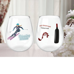 Simply Cab - Well Deserved Stemless Wine Glass: Sip, Reflect, and Recharge! - Best Gifter Ever: Unwrap Your Passion: Ski. Snowboard. Travel. Love. Play. Shop.