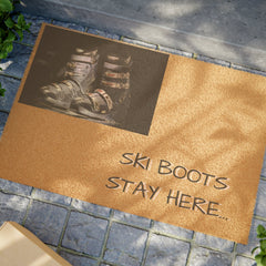 "Ski Boots Stay Here" Doormat, Ski Rug, Winter Cabin Decor, Ski Lodge Area Rug, Rustic Home Accent, Front Door Mat, Ski Mat, Best Gift - Best Gifter Ever: Unwrap Your Passion: Ski. Snowboard. Travel. Love. Play. Shop.