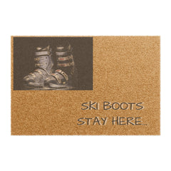 "Ski Boots Stay Here" Doormat, Ski Rug, Winter Cabin Decor, Ski Lodge Area Rug, Rustic Home Accent, Front Door Mat, Ski Mat, Best Gift - Best Gifter Ever: Unwrap Your Passion: Ski. Snowboard. Travel. Love. Play. Shop.