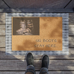 "Ski Boots Stay Here" Doormat, Ski Rug, Winter Cabin Decor, Ski Lodge Area Rug, Rustic Home Accent, Front Door Mat, Ski Mat, Best Gift - Best Gifter Ever: Unwrap Your Passion: Ski. Snowboard. Travel. Love. Play. Shop.