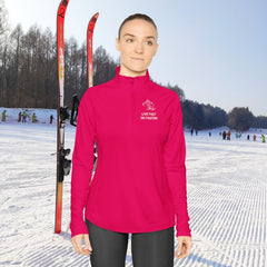 Ski Lover Shirt "Live Fast, Ski Faster". Ladies Quarter - Zip Performance Shirt - Best Gifter Ever: Everyday Items and Unique Gifts for Ski, Snowboard, Travel, and More