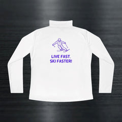 Ski Lover Shirt "Live Fast, Ski Faster". Ladies Quarter - Zip Performance Shirt - Best Gifter Ever: Everyday Items and Unique Gifts for Ski, Snowboard, Travel, and More