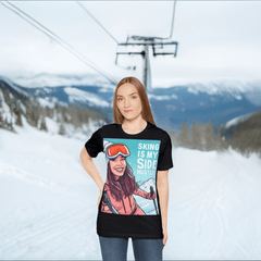 Skiing is My Side Hustle: Cotton Graphic T-Shirt for Ski Enthusiasts - Best Gift. Birthday Gift. Motivation. - Best Gifter Ever: Unwrap Your Passion: Ski. Snowboard. Travel. Love. Play. Shop.