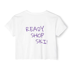 Summer - Ready Crop Top: Retro Skier Graphic Tee for Women Young at Heart. Cinched at waist. Stylish and Comfortable. - Best Gifter Ever: Unwrap Your Passion: Ski. Snowboard. Travel. Love. Play. Shop.