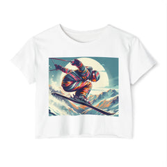 Summer - Ready Crop Top: Retro Skier Graphic Tee for Women Young at Heart. Cinched at waist. Stylish and Comfortable. - Best Gifter Ever: Unwrap Your Passion: Ski. Snowboard. Travel. Love. Play. Shop.