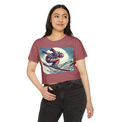 Summer - Ready Crop Top: Retro Skier Graphic Tee for Women Young at Heart. Cinched at waist. Stylish and Comfortable. - Best Gifter Ever: Unwrap Your Passion: Ski. Snowboard. Travel. Love. Play. Shop.