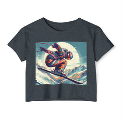 Summer - Ready Crop Top: Retro Skier Graphic Tee for Women Young at Heart. Cinched at waist. Stylish and Comfortable. - Best Gifter Ever: Unwrap Your Passion: Ski. Snowboard. Travel. Love. Play. Shop.