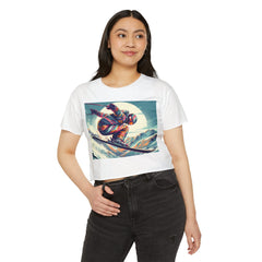 Summer - Ready Crop Top: Retro Skier Graphic Tee for Women Young at Heart. Cinched at waist. Stylish and Comfortable. - Best Gifter Ever: Unwrap Your Passion: Ski. Snowboard. Travel. Love. Play. Shop.