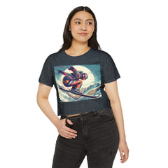 Summer - Ready Crop Top: Retro Skier Graphic Tee for Women Young at Heart. Cinched at waist. Stylish and Comfortable. - Best Gifter Ever: Unwrap Your Passion: Ski. Snowboard. Travel. Love. Play. Shop.