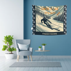 Vintage Snow Carving Wall Tapestry | Carve it like it is hot & Powder Paradise - Embrace Your Space I Indoor Decorations I Ski Paradise - Best Gifter Ever: Unwrap Your Passion: Ski. Snowboard. Travel. Love. Play. Shop.