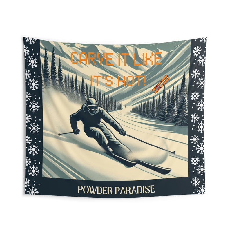 Vintage Snow Carving Wall Tapestry | Carve it like it is hot & Powder Paradise - Embrace Your Space I Indoor Decorations I Ski Paradise - Best Gifter Ever: Unwrap Your Passion: Ski. Snowboard. Travel. Love. Play. Shop.