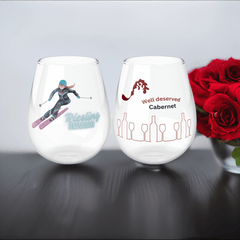 Well deserved Cabernet - Original stemless wine glass, 11.75oz. Mix and match original design collection. - Best Gifter Ever: Unwrap Your Passion: Ski. Snowboard. Travel. Love. Play. Shop.