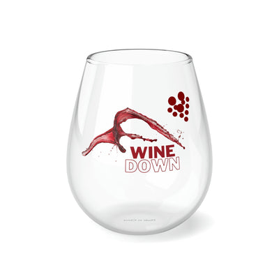 Wine down - Stemless Wine Glass / 11.75oz. Custom Glassware - Best Gifter Ever: Unwrap Your Passion: Ski. Snowboard. Travel. Love. Play. Shop.