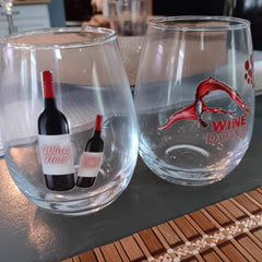 Wine down - Stemless Wine Glass / 11.75oz. Custom Glassware - Best Gifter Ever: Unwrap Your Passion: Ski. Snowboard. Travel. Love. Play. Shop.